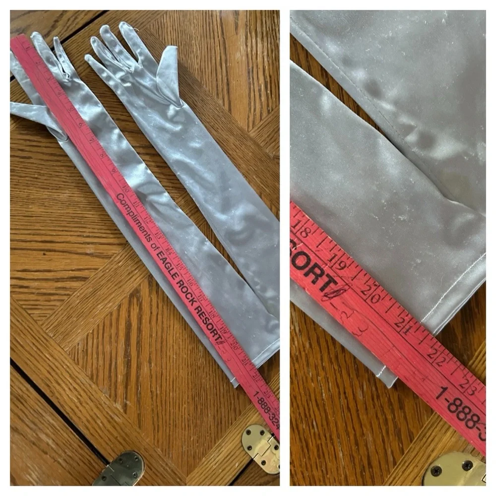 Satiny Silver Opera Gloves